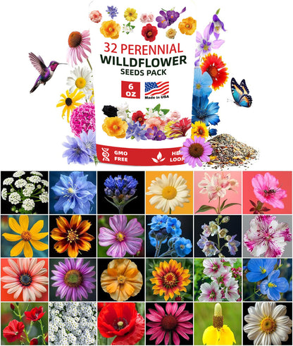 32 Variety Wildflower Seeds – Easy to Grow, Pollinator Friendly, and Perfect for a Colorful Garden!