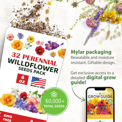 32 Variety Wildflower Seeds – Easy to Grow, Pollinator Friendly, and Perfect for a Colorful Garden!